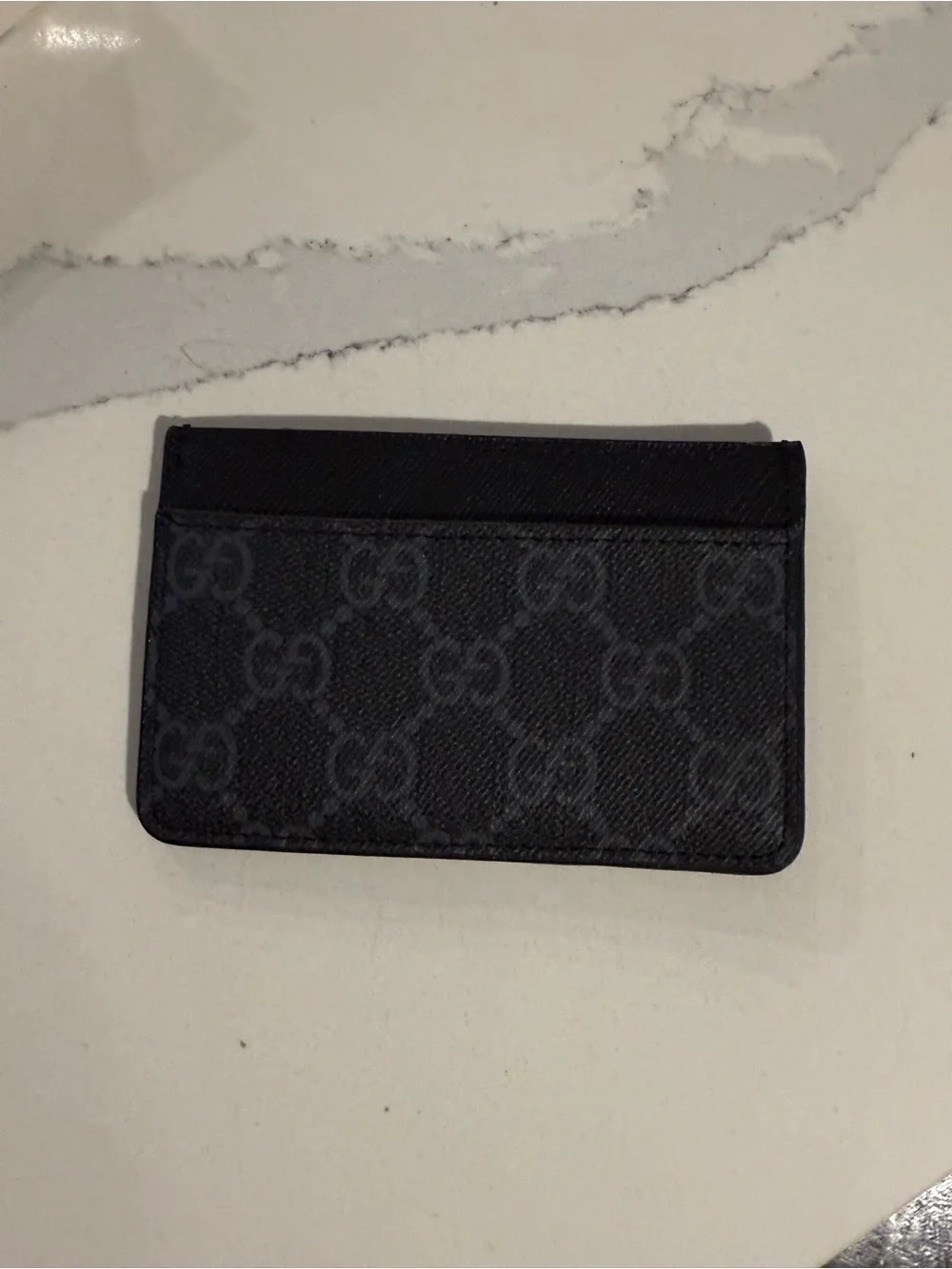 Gucci Black GG Supreme Card Case with Dark Gray Monogram